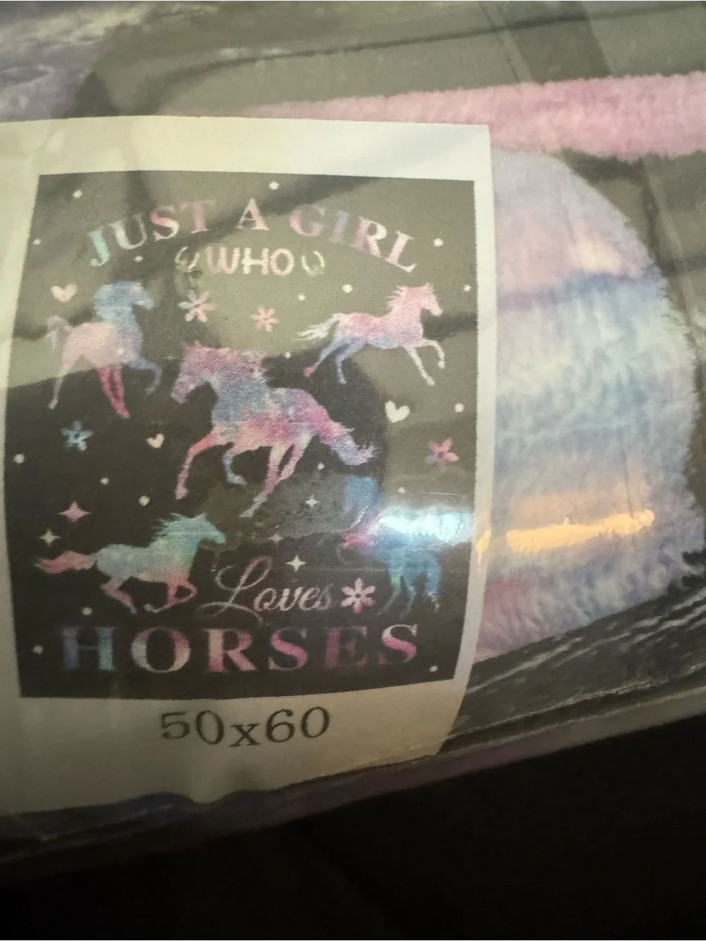 Just A Girl Who Loves Horses Sherpa Throw Blanket 50x60 NWT